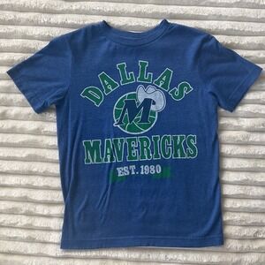 NBA Dallas Mavericks Kids Blue Graphic T-Shirt M 8 Vintage Style Est 1980